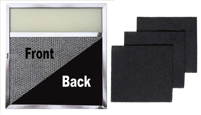 Range Filter with Lens Light + Replacement Charcoal Filters (3-Pack) - 11.5 x 11.75 x .375 with Light Lens